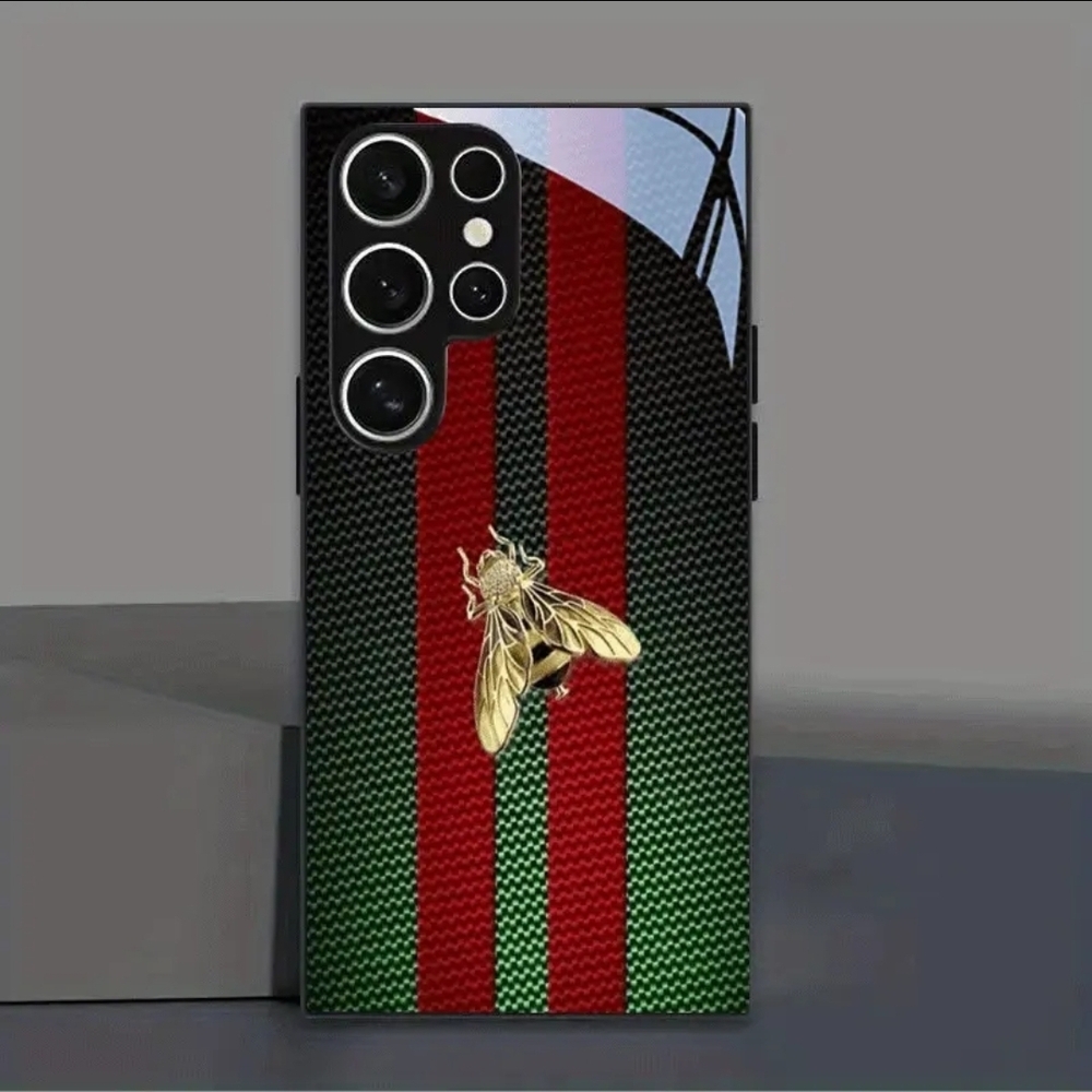 Luxury Black and Green Phone Case with Gold Accent